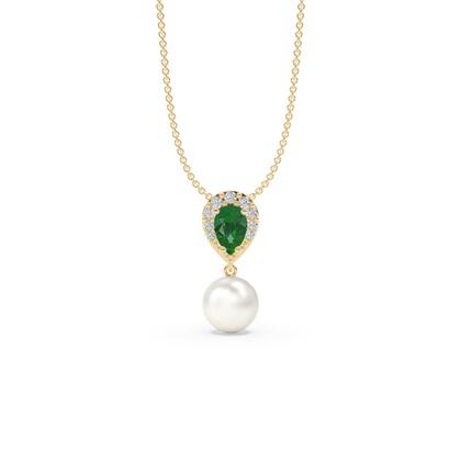 Freshwater Pearl And Pear Shaped Ruby Halo Pendant