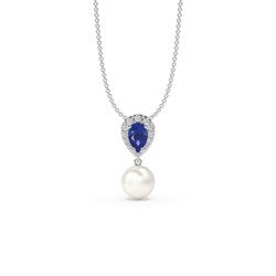 Freshwater Pearl And Pear Shaped Ruby Halo Pendant