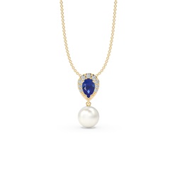 Freshwater Pearl And Pear Shaped Ruby Halo Pendant
