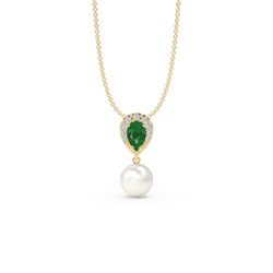 Freshwater Pearl And Pear Shaped Ruby Halo Pendant