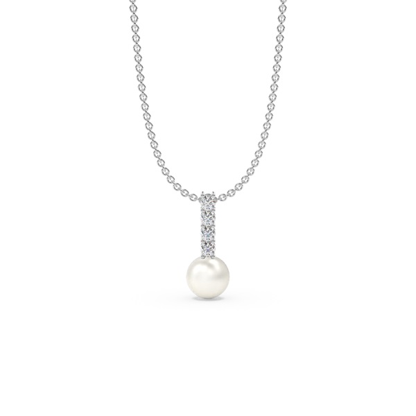Freshwater Pearl Diamond Accented Drop Pendant