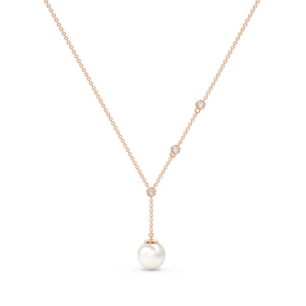 Freshwater Pearl Diamond Lariat Chain Necklace