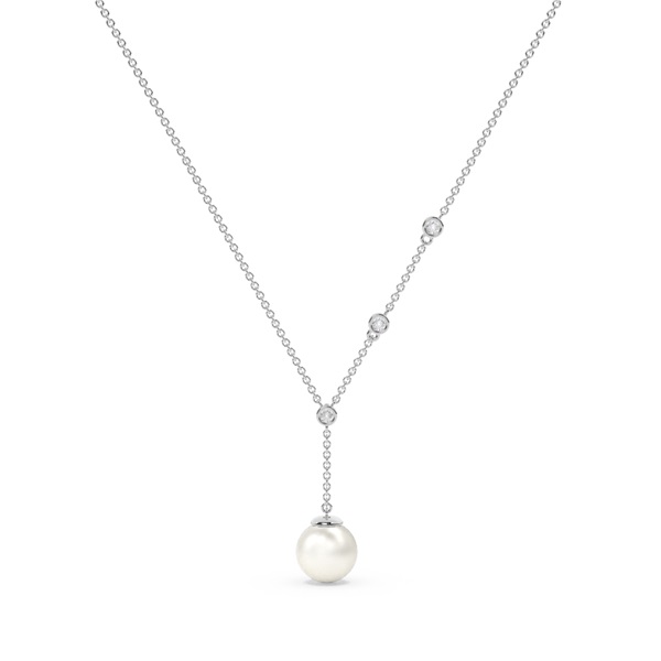 Freshwater Pearl Diamond Lariat Chain Necklace