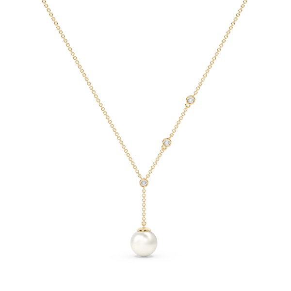 Freshwater Pearl Diamond Lariat Chain Necklace