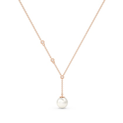 Süßwasserperlen Lariat Diamanthalskette