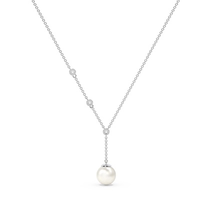 Süßwasserperlen Lariat Diamanthalskette