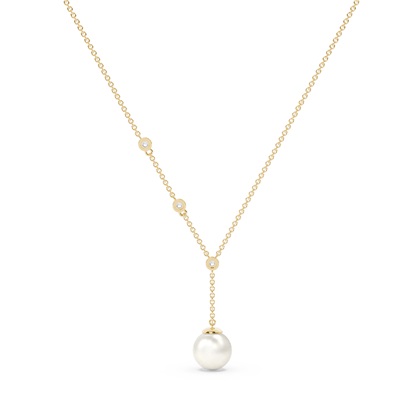 Süßwasserperlen Lariat Diamanthalskette