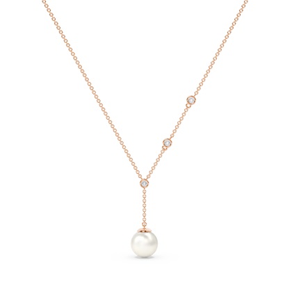 Freshwater Pearl Diamond Lariat Chain Necklace