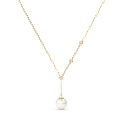 Freshwater Pearl Diamond Lariat Chain Necklace