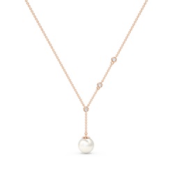 Freshwater Pearl Diamond Lariat Chain Necklace