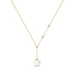 Freshwater Pearl Diamond Lariat Chain Necklace