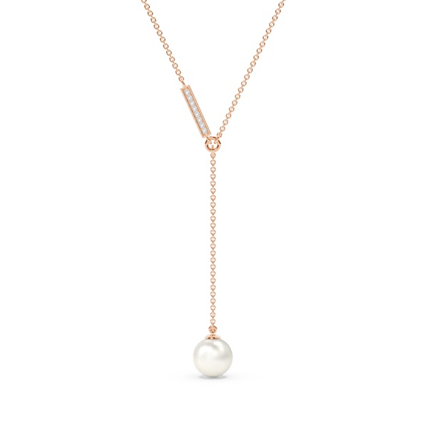 Freshwater Pearl Diamond Lariat Chain Necklace