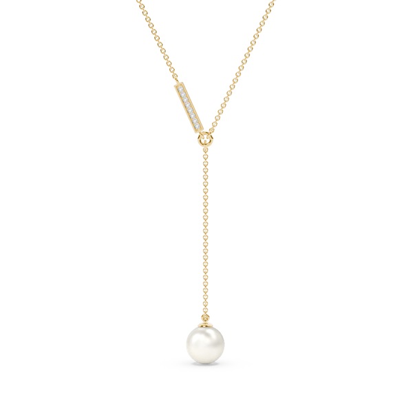 Freshwater Pearl Diamond Lariat Chain Necklace