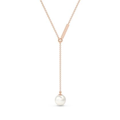 Süßwasserperlen Lariat Diamanthalskette
