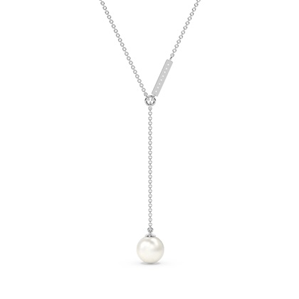 Süßwasserperlen Lariat Diamanthalskette