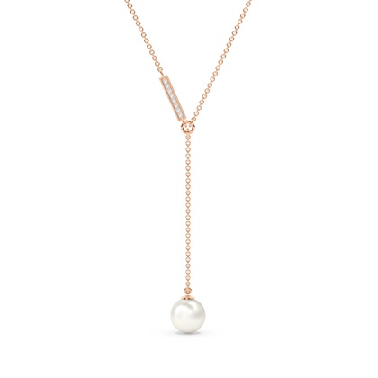 Freshwater Pearl Diamond Lariat Chain Necklace