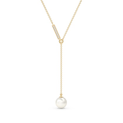 Freshwater Pearl Diamond Lariat Chain Necklace