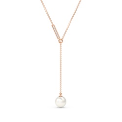 Freshwater Pearl Diamond Lariat Chain Necklace