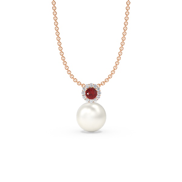 Freshwater Pearl Diamond Accented Halo Pendant