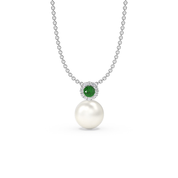 Freshwater Pearl Diamond Accented Halo Pendant