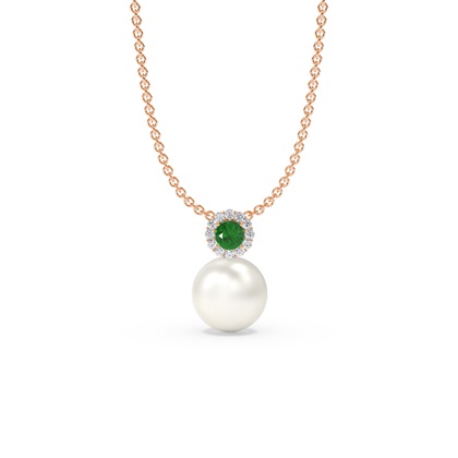 Freshwater Pearl Diamond Accented Halo Pendant