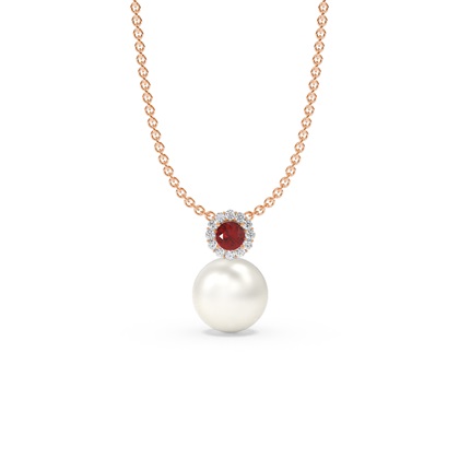 Freshwater Pearl Diamond Accented Halo Pendant