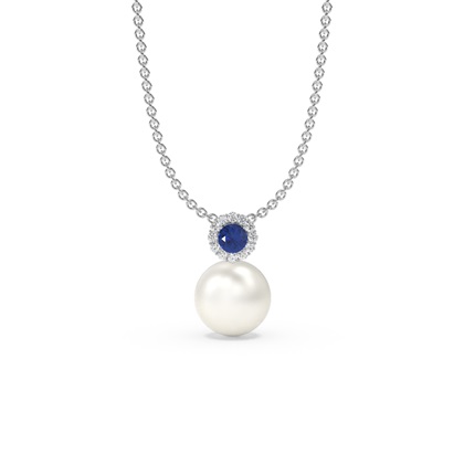 Freshwater Pearl Diamond Accented Halo Pendant
