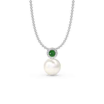 Freshwater Pearl Diamond Accented Halo Pendant