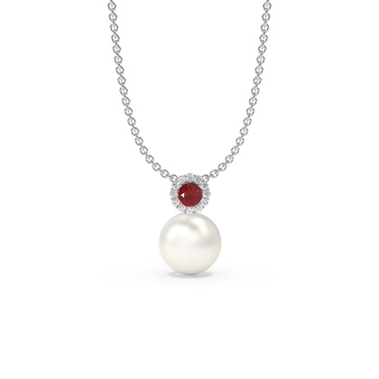 Freshwater Pearl Diamond Accented Halo Pendant