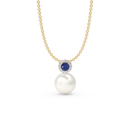 Freshwater Pearl Diamond Accented Halo Pendant