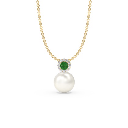 Freshwater Pearl Diamond Accented Halo Pendant