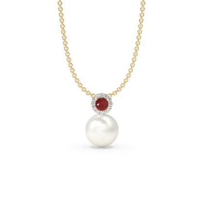 Freshwater Pearl Diamond Accented Halo Pendant