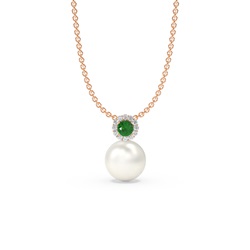 Freshwater Pearl Diamond Accented Halo Pendant