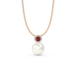 Freshwater Pearl Diamond Accented Halo Pendant