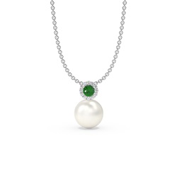 Freshwater Pearl Diamond Accented Halo Pendant
