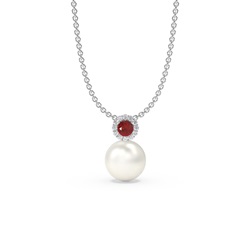 Freshwater Pearl Diamond Accented Halo Pendant