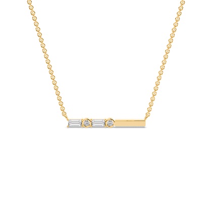 Baguette Yellow Gold Delicate Diamond Pendants