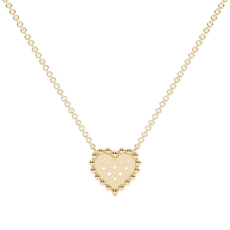 Round Diamond Pave Set Beaded Heart Shape Delicate Pendant