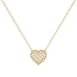 Round Diamond Pave Set Beaded Heart Shape Delicate Pendant