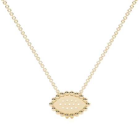 Round Diamond Pave Set Beaded Marquise Shape Delicate Pendant