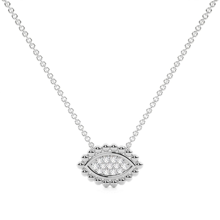 Zarter Anhänger in Marquise-Form mit runden Diamanten im Pavé-Perlen-Design
