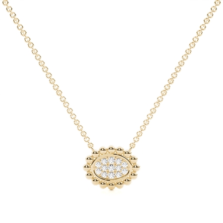 Zarter Anhänger in Ovalform mit runden Diamanten im Pavé-Perlen-Design