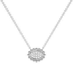 Round Diamond Pave Set Beaded Oval Shape Delicate Pendant