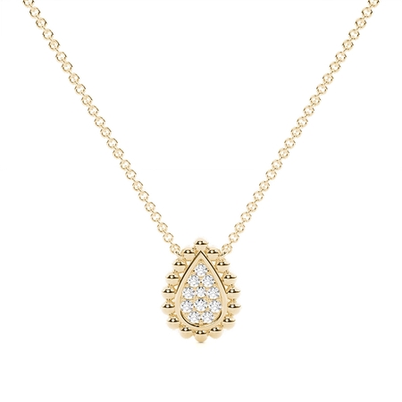 Zarter Anhänger in Tropfenform mit runden Diamanten im Pavé-Perlen-Design