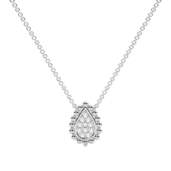 Round Diamond Pave Set Beaded Pear Shape Delicate Pendant