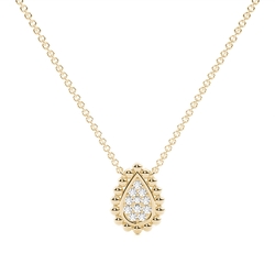 Zarter Anhänger in Tropfenform mit runden Diamanten im Pavé-Perlen-Design