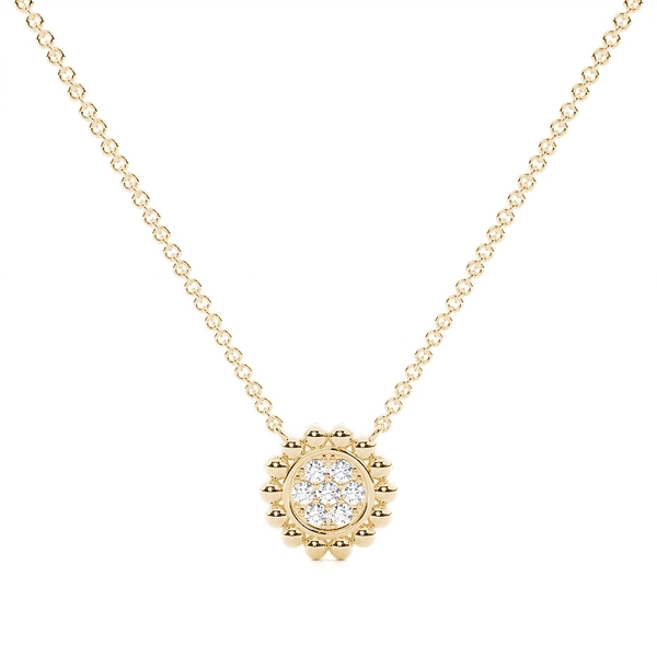 Round Diamond Pave Set Beaded Delicate Pendant