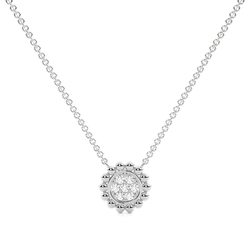 Round Diamond Pave Set Beaded Delicate Pendant