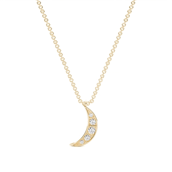 Zarter Mond-Anhänger mit Diamanten an Kette