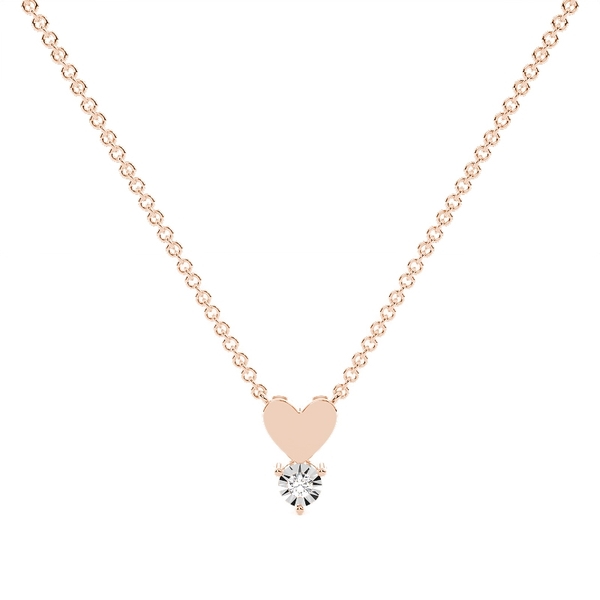 Illusion set Round Diamond Delicate Heart  Chain Necklace
